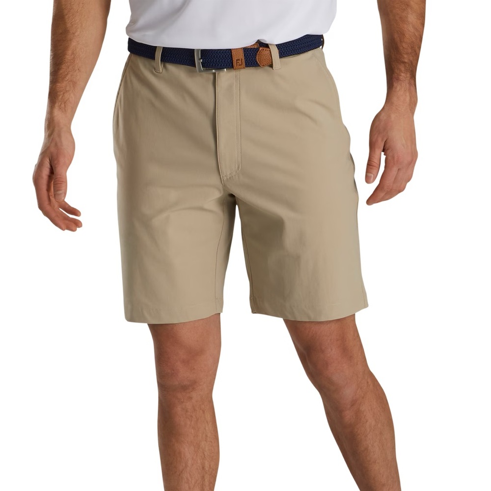 FOOTJOY KHAKI BEIGE FLAT FRONT PERFORMANCE STRETCH GOLF SHORTS